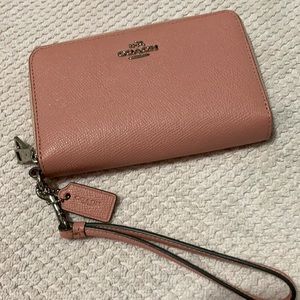 Coach wallet with removable wrist strap